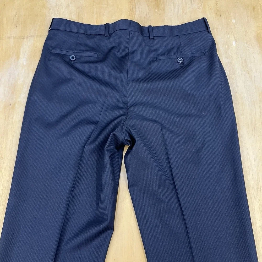 Peter Millar Suit Mens 40R Wool Pants 34x28 Pinstriped Dark Navy Striped